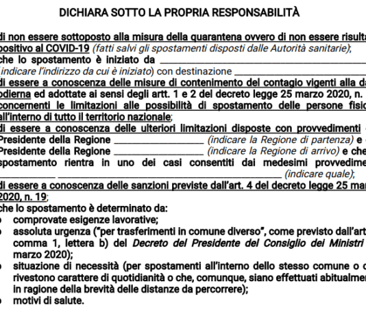 Coronavirus, arriva la quarta autocertificazione per uscire di casa autocertificazione