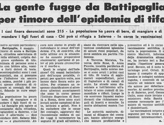 1968, quando il Tifo spaventò la città di Battipaglia tifo battipaglia