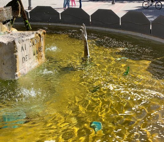 Battipaglia, acqua sporca e rifiuti nella fontana di piazza Amendola Fontana piazza Amendola