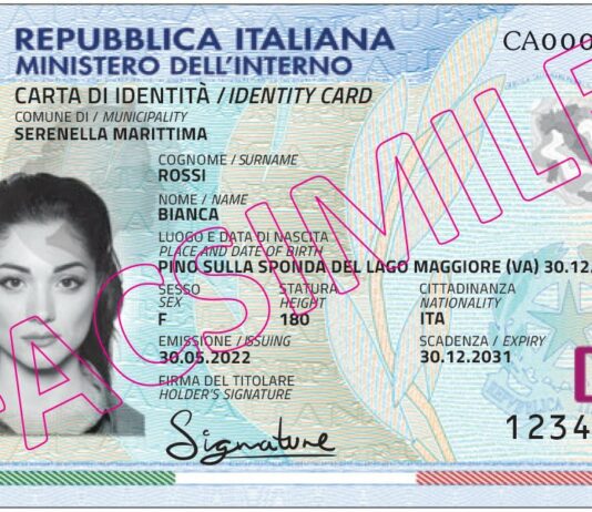 Battipaglia, carta d’identità elettronica: a novembre lo sportello apre anche il pomeriggio e il sabato Il fronte di un facsimile della carta d’identità elettronica italiana