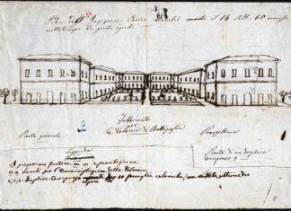 Conoscere Battipaglia: dalla colonia dei Borbone al Comune del 1929, come nasce la città Disegno ottocentesco in prospettiva delle comprese, le case a corte della colonia agricola di Battipaglia